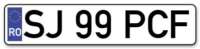 Placuta inmatriculare numar auto  SJ-99-PCF, SJ 99 PCF, SJ99PCF