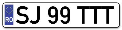 Placuta inmatriculare numar auto  SJ-99-TTT, SJ 99 TTT, SJ99TTT