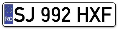 Placuta inmatriculare numar auto  SJ-992-HXF, SJ 992 HXF, SJ992HXF