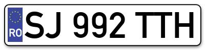Placuta inmatriculare numar auto  SJ-992-TTH, SJ 992 TTH, SJ992TTH