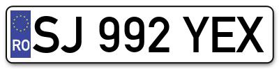 Placuta inmatriculare numar auto  SJ-992-YEX, SJ 992 YEX, SJ992YEX