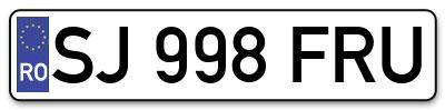 Placuta inmatriculare numar auto  SJ-998-FRU, SJ 998 FRU, SJ998FRU