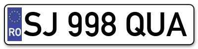 Placuta inmatriculare numar auto  SJ-998-QUA, SJ 998 QUA, SJ998QUA