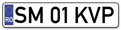 Placuta inmatriculare numar auto  SM-01-KVP, SM 01 KVP, SM01KVP