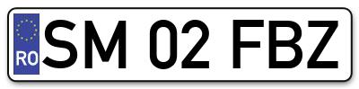 Placuta inmatriculare numar auto  SM-02-FBZ, SM 02 FBZ, SM02FBZ