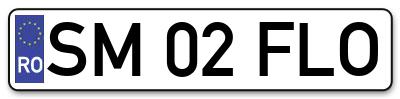Placuta inmatriculare numar auto  SM-02-FLO, SM 02 FLO, SM02FLO