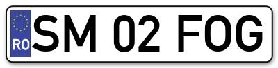 Placuta inmatriculare numar auto  SM-02-FOG, SM 02 FOG, SM02FOG