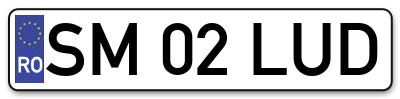Placuta inmatriculare numar auto  SM-02-LUD, SM 02 LUD, SM02LUD
