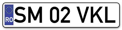 Placuta inmatriculare numar auto  SM-02-VKL, SM 02 VKL, SM02VKL