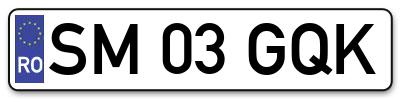 Placuta inmatriculare numar auto  SM-03-GQK, SM 03 GQK, SM03GQK