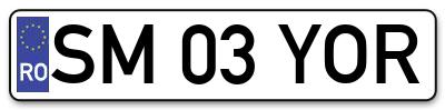 Placuta inmatriculare numar auto  SM-03-YOR, SM 03 YOR, SM03YOR