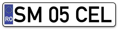 Placuta inmatriculare numar auto  SM-05-CEL, SM 05 CEL, SM05CEL