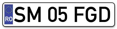 Placuta inmatriculare numar auto  SM-05-FGD, SM 05 FGD, SM05FGD