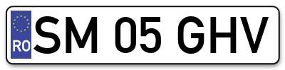 Placuta inmatriculare numar auto  SM-05-GHV, SM 05 GHV, SM05GHV