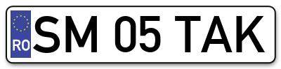 Placuta inmatriculare numar auto  SM-05-TAK, SM 05 TAK, SM05TAK