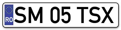Placuta inmatriculare numar auto  SM-05-TSX, SM 05 TSX, SM05TSX