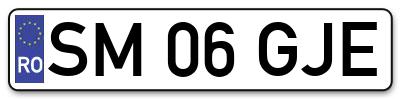 Placuta inmatriculare numar auto  SM-06-GJE, SM 06 GJE, SM06GJE
