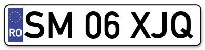 Placuta inmatriculare numar auto  SM-06-XJQ, SM 06 XJQ, SM06XJQ