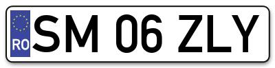 Placuta inmatriculare numar auto  SM-06-ZLY, SM 06 ZLY, SM06ZLY