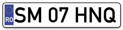 Placuta inmatriculare numar auto  SM-07-HNQ, SM 07 HNQ, SM07HNQ