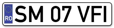 Placuta inmatriculare numar auto  SM-07-VFI, SM 07 VFI, SM07VFI