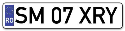 Placuta inmatriculare numar auto  SM-07-XRY, SM 07 XRY, SM07XRY