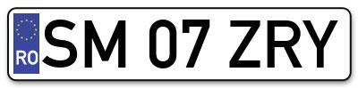 Placuta inmatriculare numar auto  SM-07-ZRY, SM 07 ZRY, SM07ZRY