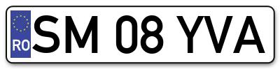 Placuta inmatriculare numar auto  SM-08-YVA, SM 08 YVA, SM08YVA