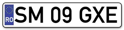 Placuta inmatriculare numar auto  SM-09-GXE, SM 09 GXE, SM09GXE