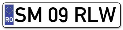 Placuta inmatriculare numar auto  SM-09-RLW, SM 09 RLW, SM09RLW