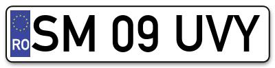 Placuta inmatriculare numar auto  SM-09-UVY, SM 09 UVY, SM09UVY