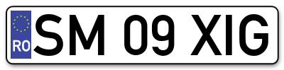 Placuta inmatriculare numar auto  SM-09-XIG, SM 09 XIG, SM09XIG