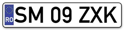 Placuta inmatriculare numar auto  SM-09-ZXK, SM 09 ZXK, SM09ZXK