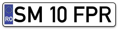 Placuta inmatriculare numar auto  SM-10-FPR, SM 10 FPR, SM10FPR