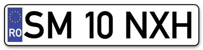 Placuta inmatriculare numar auto  SM-10-NXH, SM 10 NXH, SM10NXH