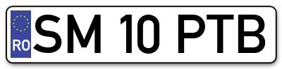 Placuta inmatriculare numar auto  SM-10-PTB, SM 10 PTB, SM10PTB
