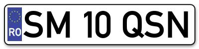 Placuta inmatriculare numar auto  SM-10-QSN, SM 10 QSN, SM10QSN