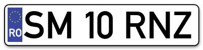 Placuta inmatriculare numar auto  SM-10-RNZ, SM 10 RNZ, SM10RNZ