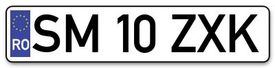 Placuta inmatriculare numar auto  SM-10-ZXK, SM 10 ZXK, SM10ZXK