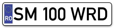 Placuta inmatriculare numar auto  SM-100-WRD, SM 100 WRD, SM100WRD