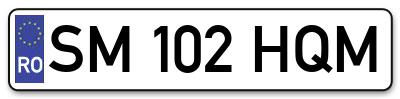 Placuta inmatriculare numar auto  SM-102-HQM, SM 102 HQM, SM102HQM