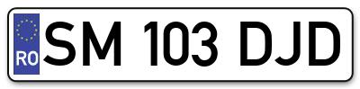 Placuta inmatriculare numar auto  SM-103-DJD, SM 103 DJD, SM103DJD