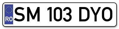 Placuta inmatriculare numar auto  SM-103-DYO, SM 103 DYO, SM103DYO