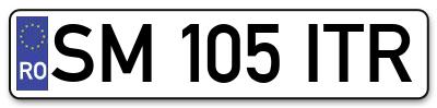 Placuta inmatriculare numar auto  SM-105-ITR, SM 105 ITR, SM105ITR