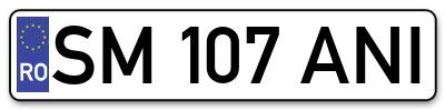 Placuta inmatriculare numar auto  SM-107-ANI, SM 107 ANI, SM107ANI