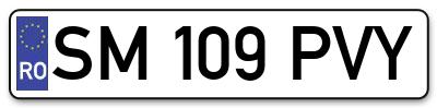 Placuta inmatriculare numar auto  SM-109-PVY, SM 109 PVY, SM109PVY