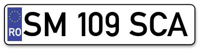 Placuta inmatriculare numar auto  SM-109-SCA, SM 109 SCA, SM109SCA