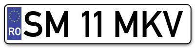Placuta inmatriculare numar auto  SM-11-MKV, SM 11 MKV, SM11MKV