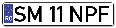 Placuta inmatriculare numar auto  SM-11-NPF, SM 11 NPF, SM11NPF