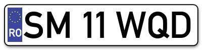 Placuta inmatriculare numar auto  SM-11-WQD, SM 11 WQD, SM11WQD